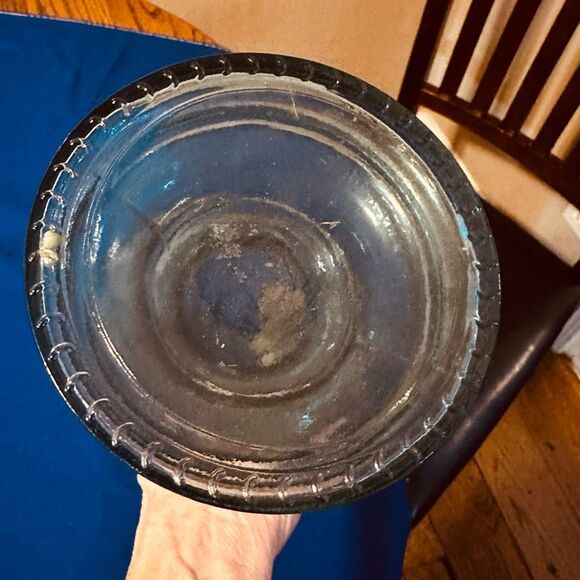 Recycled Glass Made in Spain Vintage Heavy thick vase Aqua Blue - Picture 5 of 7